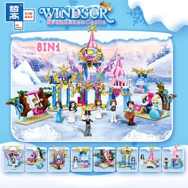 ZHEGAO QL1113 Windsor Castle Series Ice and Snow Season: Princess Ice and Snow Park 8 combinations. 0