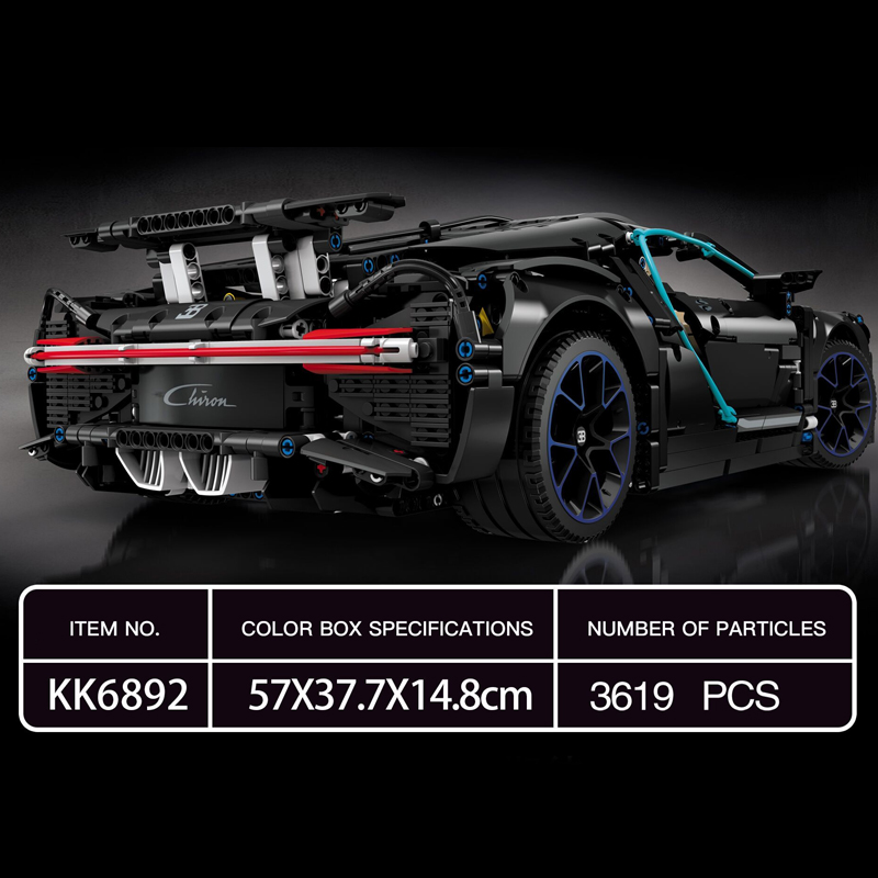 Custom KK6892 Technic Static Version Bugatti Chiron Sports Car 1 - ZHEGAO Block