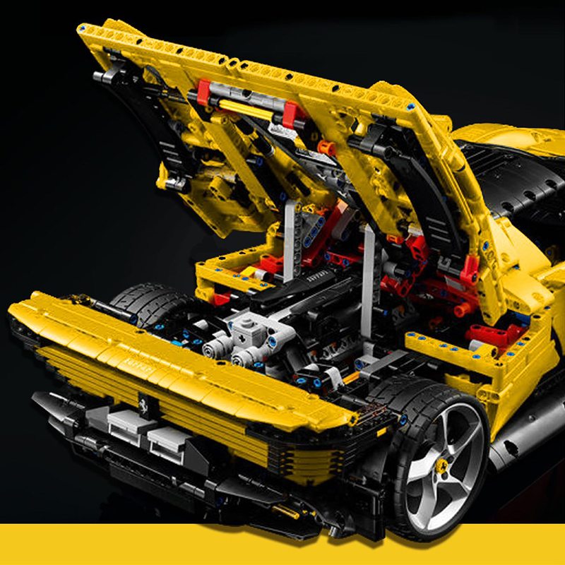 Custom 43143 Technic Yellow Ferrari Sports Car 2 - ZHEGAO Block