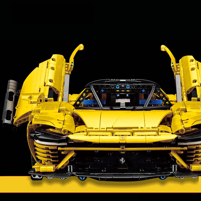 Custom 43143 Technic Yellow Ferrari Sports Car 3 - ZHEGAO Block