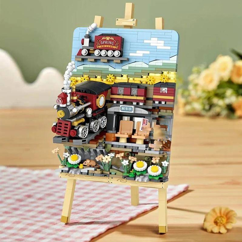 LOZ1296 Art and crafts Haruhi train three dimensional building block painting 758±pcs Bricks 3 - ZHEGAO Block