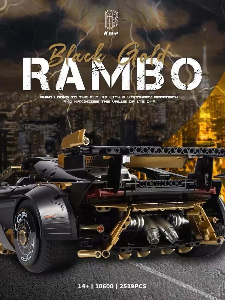 KBOX 10600 Black Gold Rambo Lamborghini Huracan STO 4 - ZHEGAO Block
