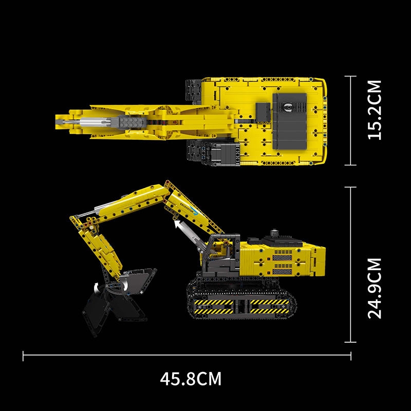 Mould King 15061 Motor Yellow Mechanical Digger 3 - ZHEGAO Block