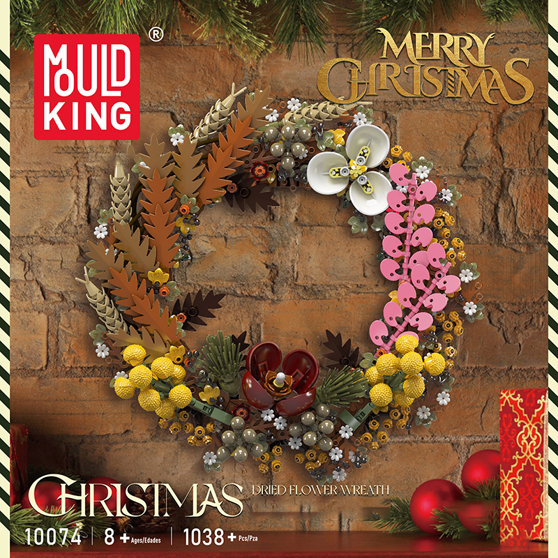 Mould King 10074 Christmas Dried Flower Wreath 1 - ZHEGAO Block