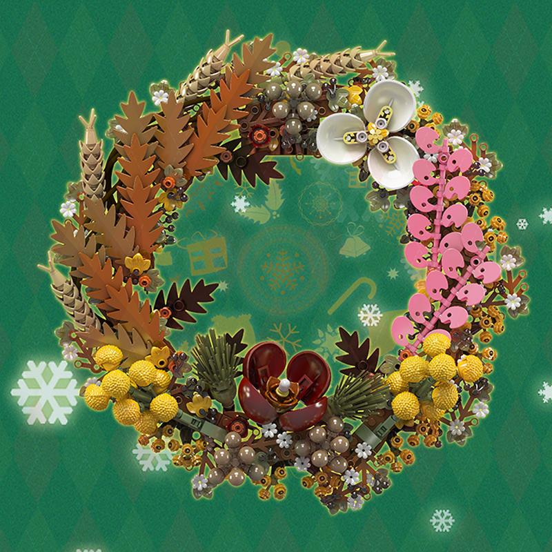 Mould King 10074 Christmas Dried Flower Wreath 2 - ZHEGAO Block
